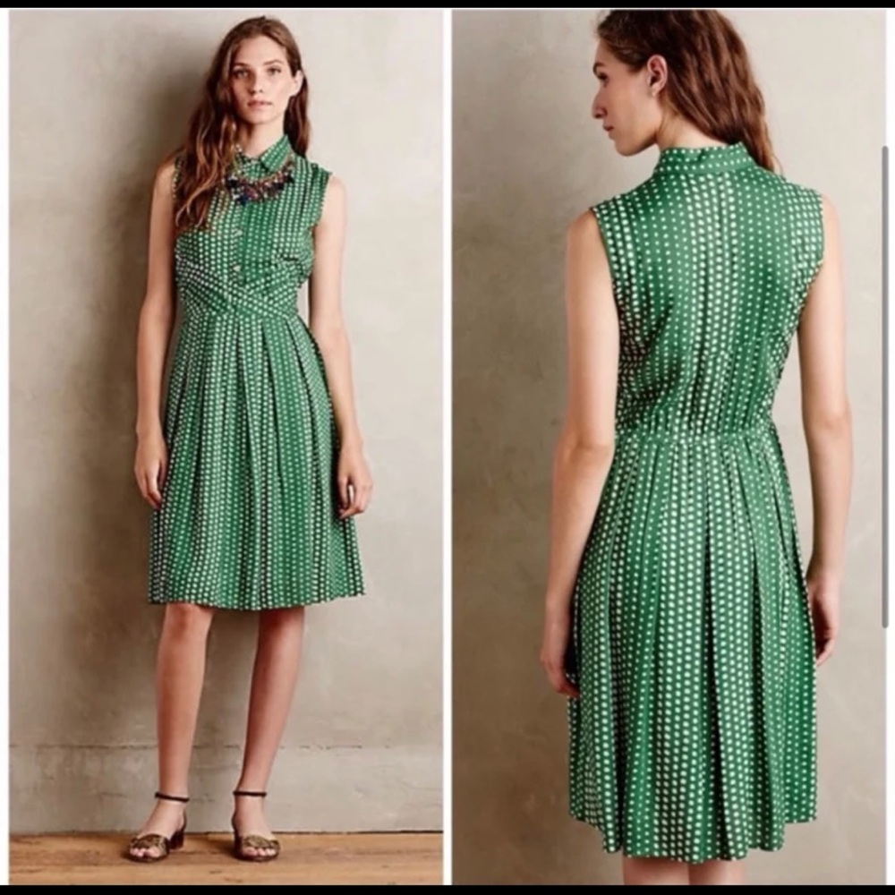 NWT Anthropologie 11.1 Tylho Brynn Green Polka Dot Dress 
Size Medium - Picture 5 of 12